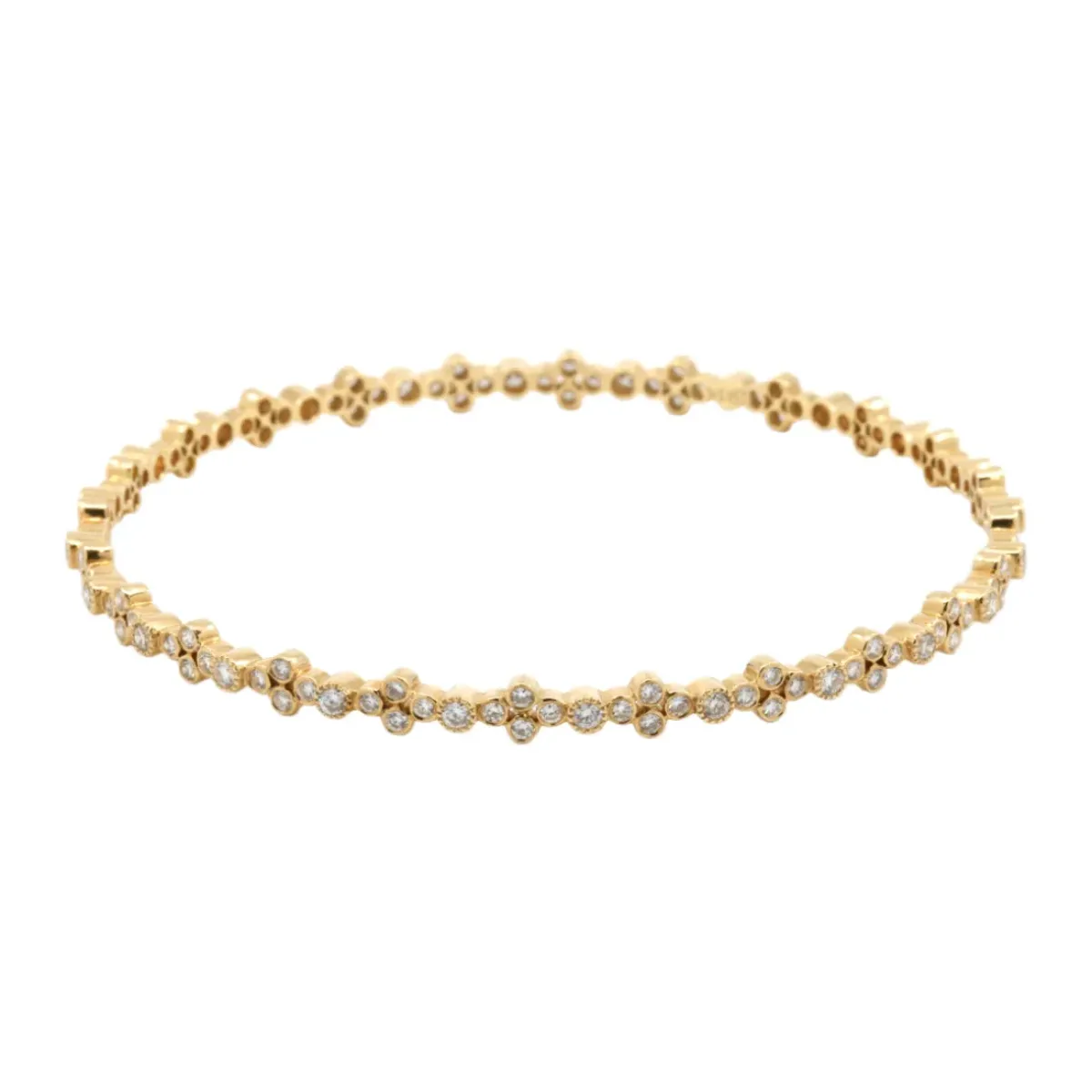 Josephs Jewelers Bracelets>18K Yellow Gold Diamond Bezel Bangle