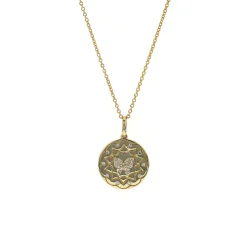 Josephs Jewelers Necklaces And Pendants>14K Yellow Gold Diamond Butterfly Medallion Pendant with Chain