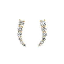 Josephs Jewelers Earrings>14K Yellow Gold Diamond Climber Earrings