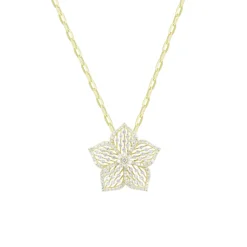 Josephs Jewelers Necklaces And Pendants>14K Yellow Gold Diamond Flower Paperclip Necklace