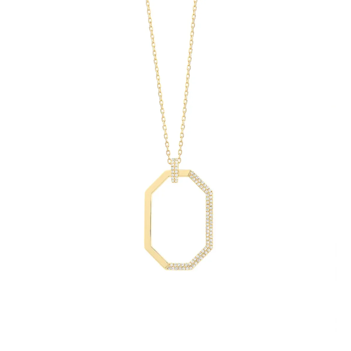 Josephs Jewelers Necklaces And Pendants>14K Yellow Gold Diamond Geometric Pendant with Chain