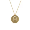 Josephs Jewelers Necklaces And Pendants>18K Yellow Gold Diamond “H” Disc Pendant with Chain