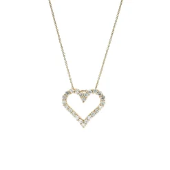 Josephs Jewelers Necklaces And Pendants>14K Yellow Gold Diamond Heart Pendant and Chain