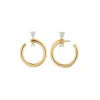 Josephs Jewelers Earrings>18K Yellow Gold Diamond Open Hoop Earrings