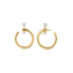 Josephs Jewelers Earrings>18K Yellow Gold Diamond Open Hoop Earrings