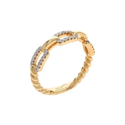 Josephs Jewelers Rings>14K Yellow Gold Diamond Twist Link Band