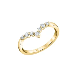 Josephs Jewelers Wedding Bands For Women>14K Yellow Gold Diamond V-Contour Wedding Band
