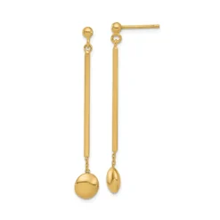 Josephs Jewelers Earrings>14K Yellow Gold Disc and Bar Dangle Earrings