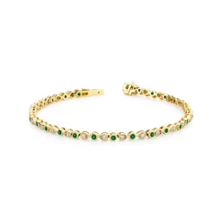 Josephs Jewelers Bracelets>14K Yellow Gold Emerald and Diamond Bracelet
