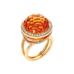 Josephs Jewelers Rings>14K Yellow Gold Fireball Citrine and Diamond Ring