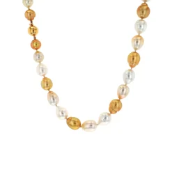 Josephs Jewelers Necklaces And Pendants>18K Yellow Gold Golden and White South Sea Pearl Necklace