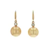 Josephs Jewelers Earrings>14K Yellow Gold Golden South Sea Pearl and Diamond Earrings