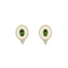 Josephs Jewelers Earrings>14K Yellow Gold Green Tourmaline and White Enamel Earrings
