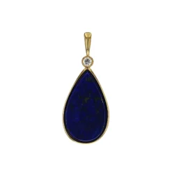 Josephs Jewelers Necklaces And Pendants>14K Yellow Gold Lapis and Diamond Pendant