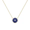 Josephs Jewelers Necklaces And Pendants>14K Yellow Gold Lapis and Diamond Circle Necklace