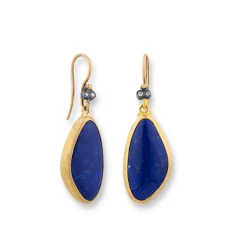 Josephs Jewelers Earrings>24K Yellow Gold Lapis Dangle Earrings