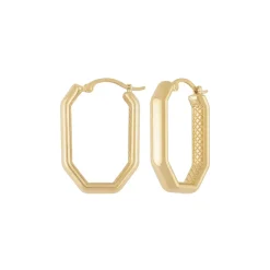 Josephs Jewelers Earrings>14K Yellow Gold Long Octagon Hoop Earrings