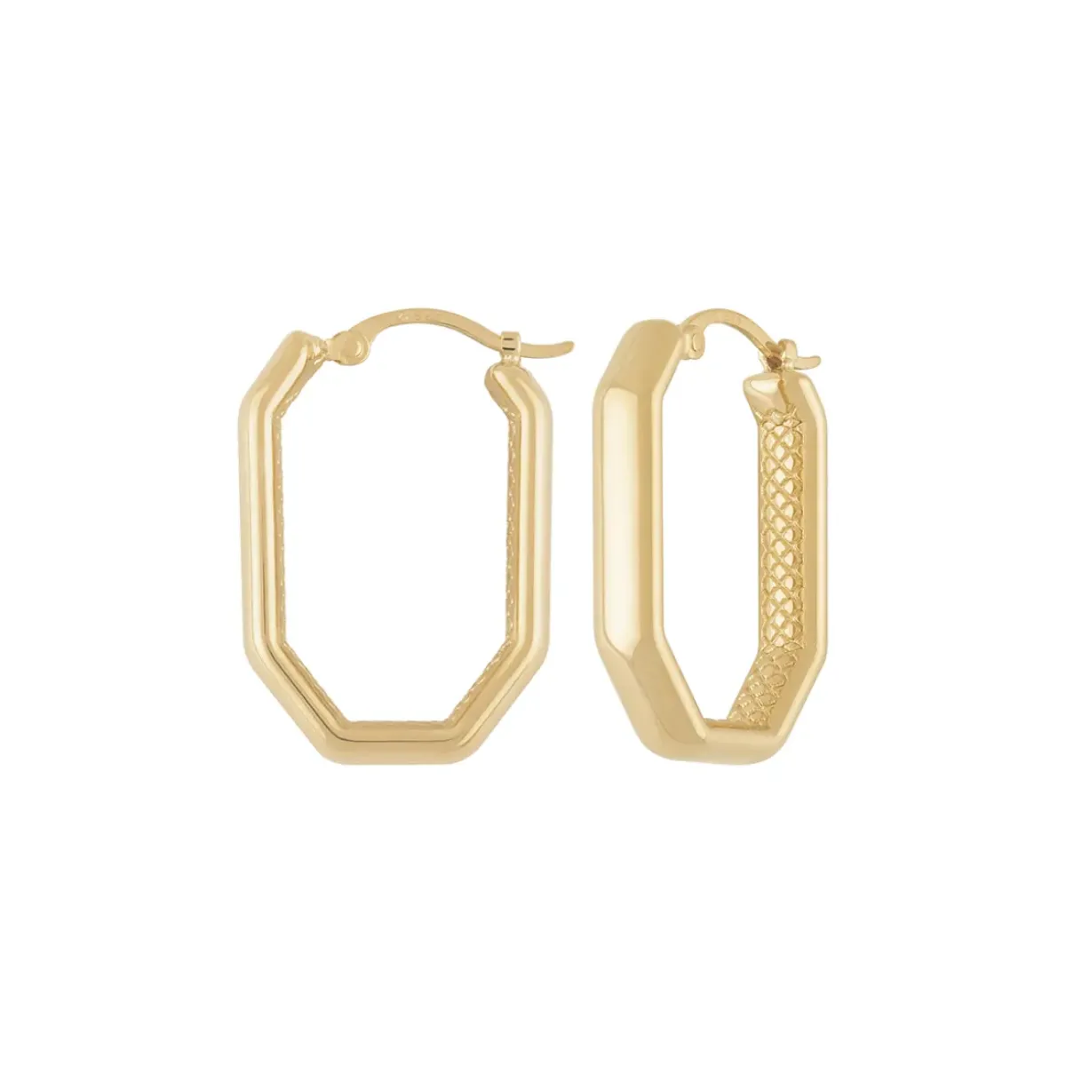Josephs Jewelers Earrings>14K Yellow Gold Long Octagon Hoop Earrings
