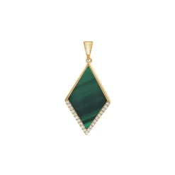 Josephs Jewelers Necklaces And Pendants>14K Yellow Gold Malachite and Diamond Pendant