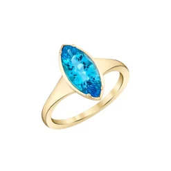 Josephs Jewelers Rings>14K Yellow Gold Marquise Blue Topaz Ring