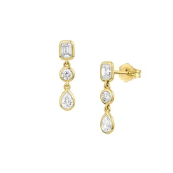 Josephs Jewelers Earrings>14K Yellow Gold Mixed-Shape Diamond Earrings