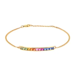 Josephs Jewelers Bracelets>14K Yellow Gold Multi-Colored Sapphire Bracelet
