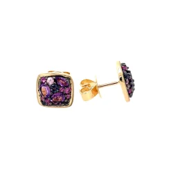 Josephs Jewelers Earrings>14K Yellow Gold Multi-Stone Square Stud Earrings