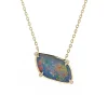Josephs Jewelers Necklaces And Pendants>14K Yellow Gold Opal and Diamond Necklace