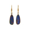 Josephs Jewelers Earrings>14K Yellow Gold Opal Doublet and Diamond Dangle Earrings