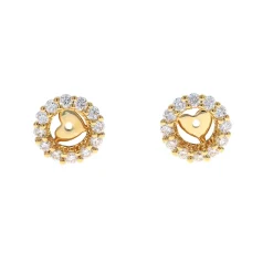Josephs Jewelers Earrings>14K Yellow Gold Open Circle Diamond Earring Jackets