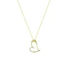 Josephs Jewelers Necklaces And Pendants>14K Yellow Gold Open Heart Diamond Pendant with Chain
