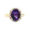 Josephs Jewelers Rings>14K Yellow Gold Oval Amethyst and Diamond Ring