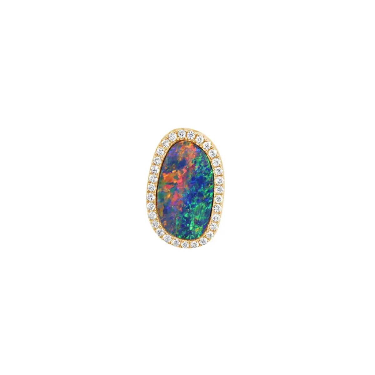 Josephs Jewelers Necklaces And Pendants>14K Yellow Gold Oval Australian Opal Doublet Pendant