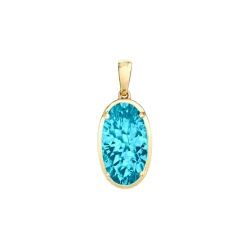 Josephs Jewelers Necklaces And Pendants>14K Yellow Gold Oval Blue Topaz Pendant