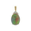 Josephs Jewelers Necklaces And Pendants>14K Yellow Gold Oval Opal and Diamond Pendant