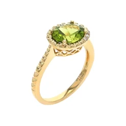 Josephs Jewelers Rings>14K Yellow Gold Oval Peridot and Diamond Ring