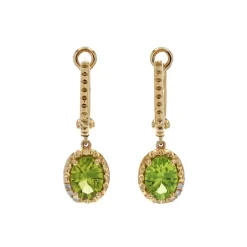 Josephs Jewelers Earrings>14K Yellow Gold Oval Peridot and Diamond Earrings