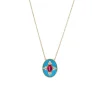 Josephs Jewelers Necklaces And Pendants>14K Yellow Gold Oval Rubellite and Diamond Necklace