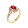 Josephs Jewelers Rings>14K Yellow Gold Oval Ruby and Double Diamond Halo Ring