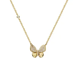 Josephs Jewelers Necklaces And Pendants>14K Yellow Gold Pavé Diamond Butterfly Necklace