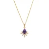 Josephs Jewelers Necklaces And Pendants>14K Yellow Gold Pear Amethyst and Diamond Pendant with Chain