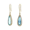 Josephs Jewelers Earrings>14K Yellow Gold Pear Aquamarine and Diamond Earrings