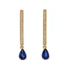 Josephs Jewelers Earrings>14K Yellow Gold Pear Blue Sapphire and Diamond Earrings