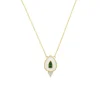 Josephs Jewelers Necklaces And Pendants>14K Yellow Gold Pear Green Tourmaline, Diamond, and White Enamel Necklace