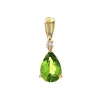 Josephs Jewelers Necklaces And Pendants>14K Yellow Gold Pear Peridot and Diamond Pendant