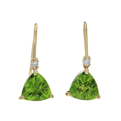 Josephs Jewelers Earrings>14K Yellow Gold Peridot and Diamond Dangle Earrings