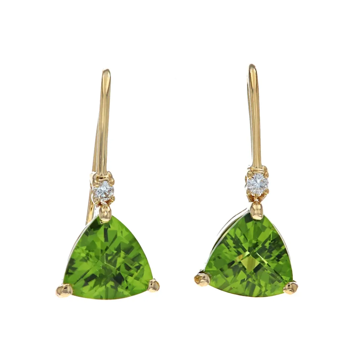 Josephs Jewelers Earrings>14K Yellow Gold Peridot and Diamond Dangle Earrings