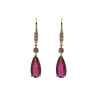 Josephs Jewelers Earrings>14K Yellow Gold Pink Tourmaline and Diamond Dangle Earrings