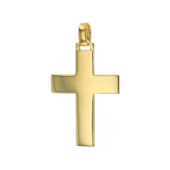 Josephs Jewelers Necklaces And Pendants>14K Yellow Gold Polished Front and Matte Back Cross Pendant