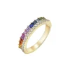 Josephs Jewelers Rings>14K Yellow Gold Princess Rainbow Sapphire and Diamond Band